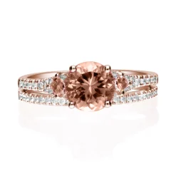 Morganite And Diamond Ring Set In 14K Rose Gold (3/8 Ct. Tw.)