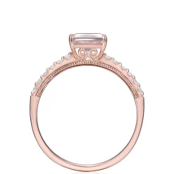Morganite And Diamond Stack Ring In 10K Rose Gold (1/7 Ct. Tw.)