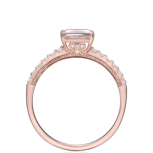 Morganite And Diamond Stack Ring In 10K Rose Gold (1/7 Ct. Tw.)