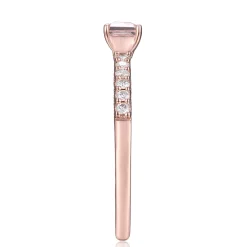 Morganite And Diamond Stack Ring In 10K Rose Gold (1/7 Ct. Tw.)