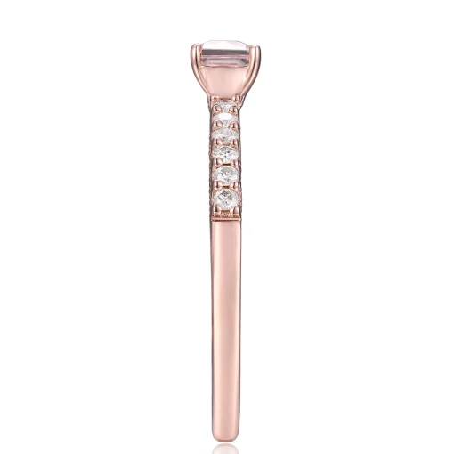 Morganite And Diamond Stack Ring In 10K Rose Gold (1/7 Ct. Tw.)