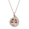 Morganite And Diamond Swirl Pendant In 10K Rose Gold (1/5 Ct. Tw.)