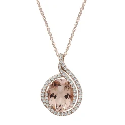 Morganite And Diamond Swirl Pendant In 10K Rose Gold (1/5 Ct. Tw.)