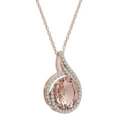 Morganite And Diamond Swirl Pendant In 10K Rose Gold (1/5 Ct. Tw.)