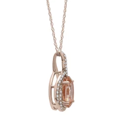 Morganite And Diamond Swirl Pendant In 10K Rose Gold (1/5 Ct. Tw.)