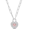 Morganite And Lab Created White Sapphire Heart Necklace In Sterling Silver