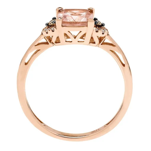 Morganite, Champagne & White Diamond Ring In 10K Rose Gold