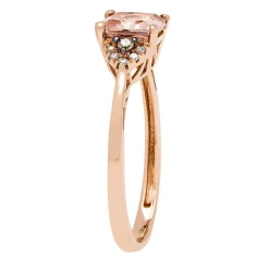 Morganite, Champagne & White Diamond Ring In 10K Rose Gold
