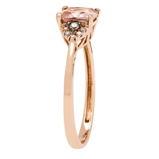 Morganite, Champagne & White Diamond Ring In 10K Rose Gold
