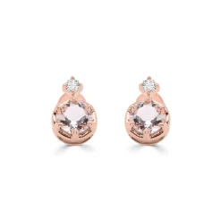 Morganite Stud Earrings With Diamond Accents In 10K Rose Gold