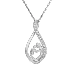 Mother & Child Pendant In 10K White Gold