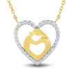 Mother And Child Diamond Heart Necklace In 10K Yellow Gold (1/10 Ct. Tw.)