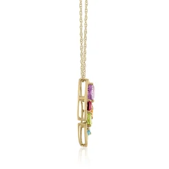 Multi-Gemstone Heart Pendant In 14K Yellow Gold