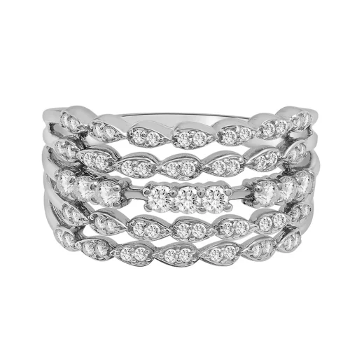 Multi-Row Diamond Ring With Open Design In 10K White Gold (1/2 Ct. Tw.)