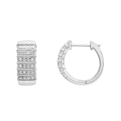 Multi-Row Huggie Hoop Earrings In Sterling Silver (1/10 Ct. Tw.)