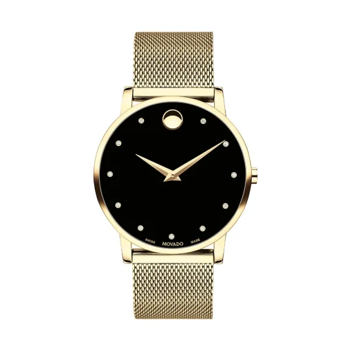 Museum Classic Men's Watch With Mesh Bracelet In Yellow Gold-Tone Pvd Stainless Steel, 40Mm