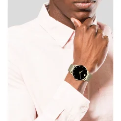 Museum Classic Men's Watch With Mesh Bracelet In Yellow Gold-Tone Pvd Stainless Steel, 40Mm