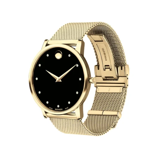 Museum Classic Men's Watch With Mesh Bracelet In Yellow Gold-Tone Pvd Stainless Steel, 40Mm
