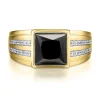 Onyx & Diamond Ring In 10K White & Yellow Gold (1/7 Ct. Tw.)