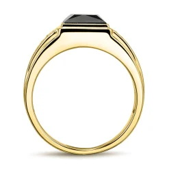 Onyx & Diamond Ring In 10K White & Yellow Gold (1/7 Ct. Tw.)