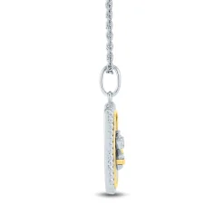 Onyx & Lab Created White Sapphire Bee Pendant In Sterling Silver & 10K Yellow Gold