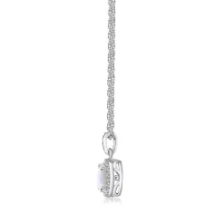 Opal & 1/10 Ct. Tw. Diamond Pendant In Sterling Silver