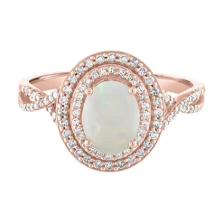 Opal & 1/3 Ct. Tw. Diamond Ring In 10K Rose Gold