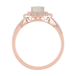 Opal & 1/3 Ct. Tw. Diamond Ring In 10K Rose Gold
