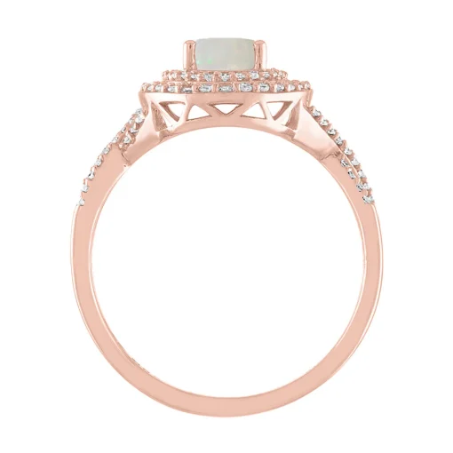 Opal & 1/3 Ct. Tw. Diamond Ring In 10K Rose Gold