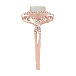 Opal & 1/3 Ct. Tw. Diamond Ring In 10K Rose Gold