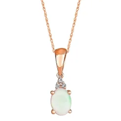 Opal & Diamond Pendant In 10K Rose Gold
