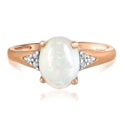 Opal & Diamond Ring In 10K Rose Gold