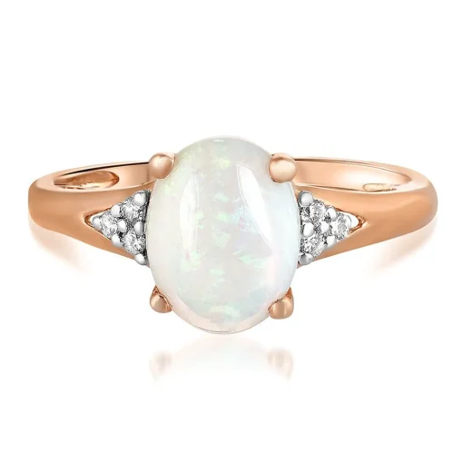 Opal & Diamond Ring In 10K Rose Gold