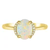 Opal & Diamond Ring In 10K Yellow Gold