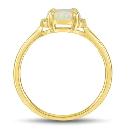 Opal & Diamond Ring In 10K Yellow Gold