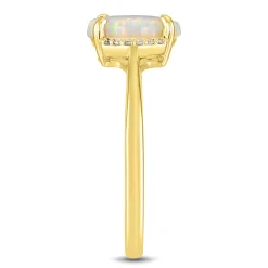 Opal & Diamond Ring In 10K Yellow Gold