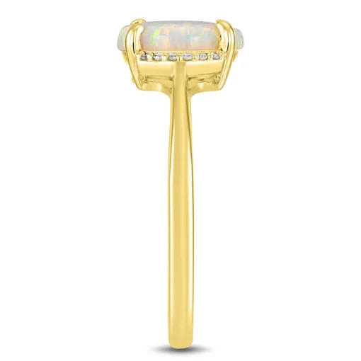 Opal & Diamond Ring In 10K Yellow Gold