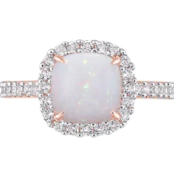 Opal & White Topaz Ring In 10K Rose Gold