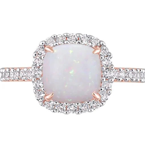 Opal & White Topaz Ring In 10K Rose Gold