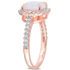 Opal & White Topaz Ring In 10K Rose Gold