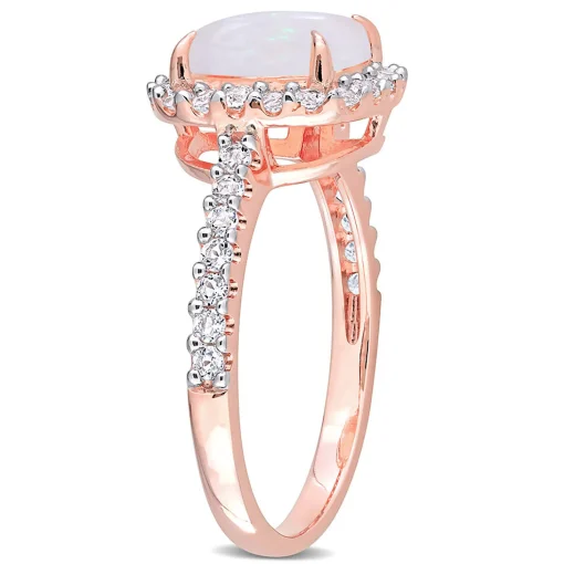 Opal & White Topaz Ring In 10K Rose Gold