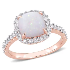 Opal & White Topaz Ring In 10K Rose Gold