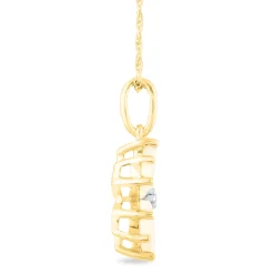 Opal And Diamond Accent Flower Pendant In 10K Yellow Gold