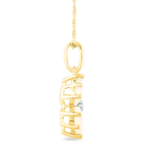 Opal And Diamond Accent Flower Pendant In 10K Yellow Gold