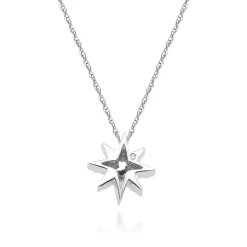 Opal And Diamond Accent Star Pendant In 10K White Gold