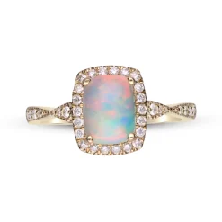 Opal And Diamond Ring In 10K Yellow Gold (1/5 Ct. Tw.)
