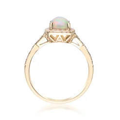 Opal And Diamond Ring In 10K Yellow Gold (1/5 Ct. Tw.)