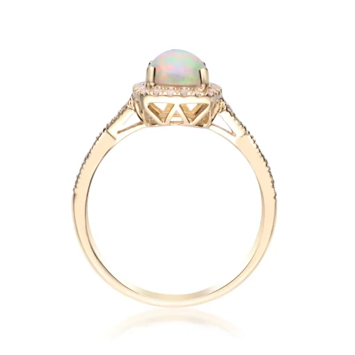 Opal And Diamond Ring In 10K Yellow Gold (1/5 Ct. Tw.)