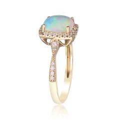 Opal And Diamond Ring In 10K Yellow Gold (1/5 Ct. Tw.)