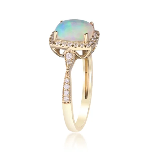 Opal And Diamond Ring In 10K Yellow Gold (1/5 Ct. Tw.)